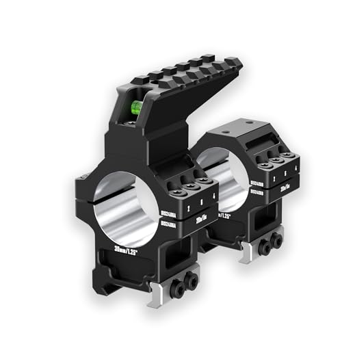 DISCOVERYOPT Heavy Duty Scope Rings-7075 Aluminum Precision Lapped Picatinny Mount with Bubble Level, Picatinny Rail, for Rifle Scope Mounting (30MM-1.25INCH)
