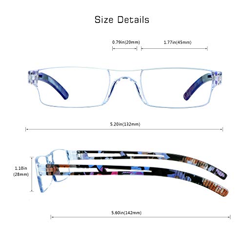 Image of VisionGlobal 8 Pairs Reading Glasses, Blue Light Blocking Glasses, Computer Reading Glasses for Women and Men, Fashion Square Eyewear Frame (4bluefloral+4clear,+2.75 Magnification)