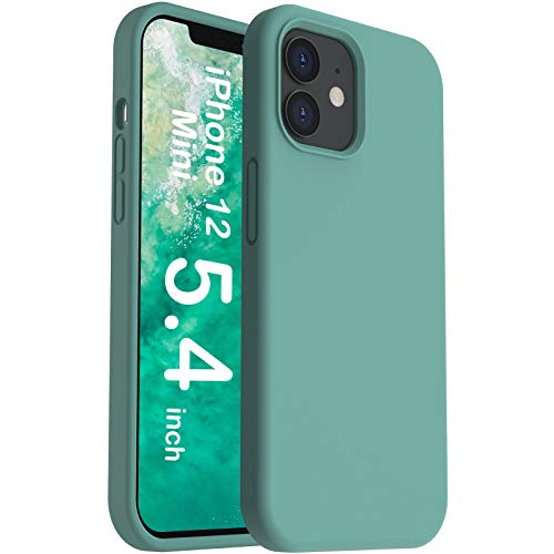 ORNARTO Coque iPhone 12 Mini 5,4 en Silicone,iPhone Pro Case Fine en Caoutchouc Liquid Silicone Cover Protection Bumper Anti-Choc Housse Étui pour iPhone 12 Mini (2020) 5,4 Pouces Pinède