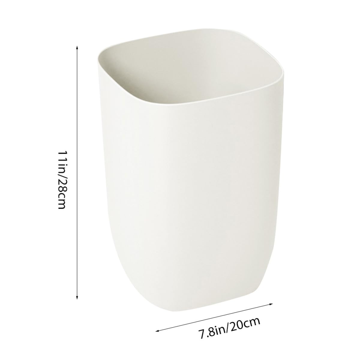 Small White Trash Bin Single-Layer Plastic Wastebasket Compact Garbage Can for Office Bedroom Kitchen Storage and Organization