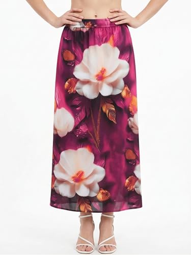 Image of VAGISHA Women's 4-Metre Flared Long Skirt | Skirts for Women Long Length | Long Skirts for Girls | Ethnic & Boho Printed Wear with Elastic Waist | Perfect for Party, Festive & Casual Look