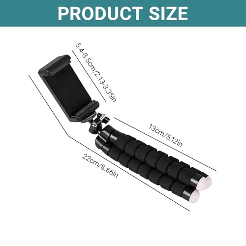 Trépied téléphone, Trépied pour Smartphone - Idéal pour la Prise de Vue en Intérieur et Extérieur - avec Télécommande Bluetooth, Longueur 22cm, Design Léger et Polyvalent (Noir) – vue 2