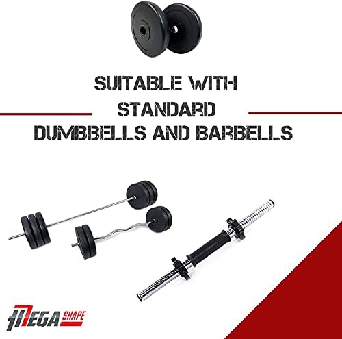 MegaShape Weight Plates - 1 Inch Vinyl Weights Set of 4x 1.25kg, 4x 2.5kg, 4x 5kg, 4x 10kg Weight Discs - Bumper Plates for Strength Training Gym Home and Weightlifting - Dumbbell Plates Barbell Plates (Pack of 4)