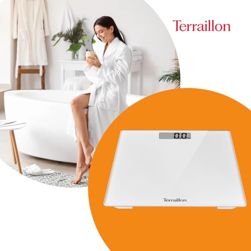 Terraillon - TSQUARE Weiß - Kompakt und ultraflach 26cm x 26cm-Glasplatte-Großes LCD-Display-Kapazität 180Kg-Graduierung 100g -Weiß – Ansicht 5