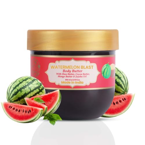 Image of RYLLZ ESSENTIALS Watermelon Blast Body Butter | with Shea Butter, Cocoa Butter, Mango Butter, Niacinamide & Jojoba Oil | for 48Hrs Moisturisation, Stretch Marks, Dry /Itchy Skin & Uneven Skin Tone | 200 ml