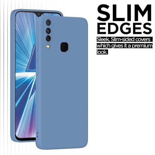 Image of Outlouders Back Cover for Vivo Y12 / Vivo Y15 / Y17 / Vivo U10 | Camera Protection | Durable Soft Matte Silicone Bumper Case (Aqua Blue)