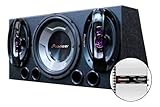 Caixa trio completa montada 750w subwoofer pioneer + taramps