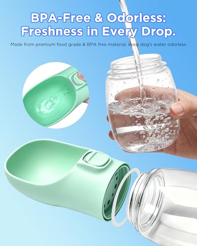 Image of Portable Dog Water Bottle, Leak-Proof Pet Water Dispenser with Water-Saving Reflow, One-Hand Operation & Dishwasher Safe Travel Bottle for Walking, Hiking & Travel