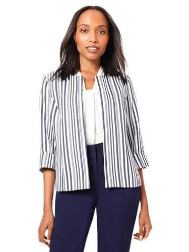 Image of Kasper Women's Collarless Cardigan Jacket with Cuffed Sleeves