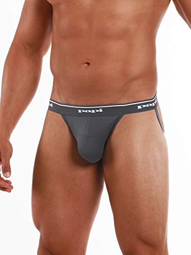 papi Men's 3-Pack Jockstrap, Athletic Supporter, Breathable Male Workout Underwear, Black/Charcoal/Heather Grey, Large