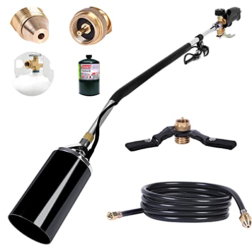 Propane Torch Weed Burner,Blow Torch,Heavy Duty,High Output 500,000 BTU,Flamethrower with Gas Tank Converter, Turbo Trigger Push Button Igniter and 9.8 FT Hose