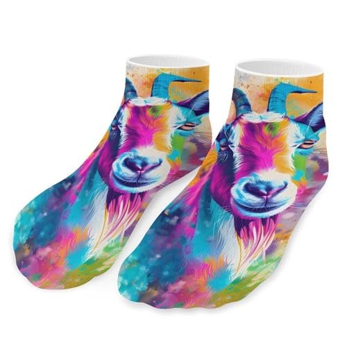 Colorful Goat Unisex Ankle Socks Athletic Low Cut No Show Sock Breathable Stocking