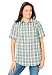 Women's Plus Size Button-Tab Short Sleeve Button-Down Seersucker Shirt