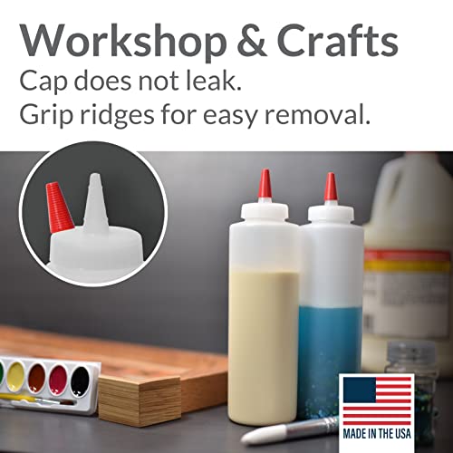 Pinnacle Mercantile Plastic Squeeze Condiment Bottles With Red Tip Cap 16-Ounce Set Of 6 Wide Mouth #TOP4