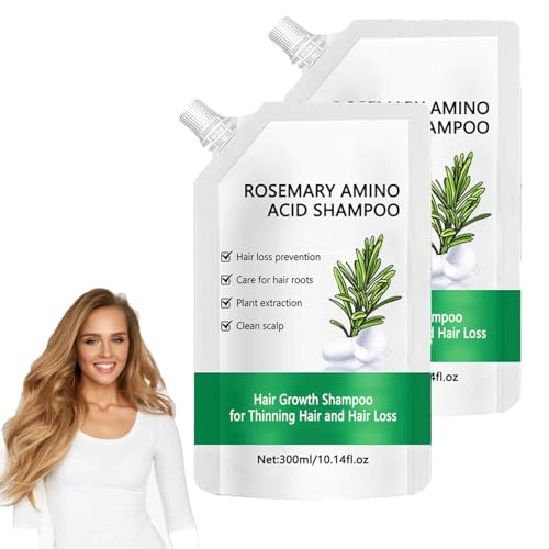 Champú de aminoácidos de romero, champú para el crecimiento del cabello, espesor y fortalecimiento de la queratina hidrolizada, para la pérdida de cabello y el cuero cabelludo graso (2PC)