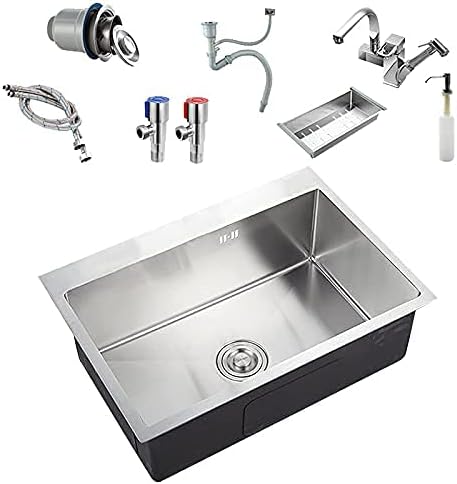 Amazon キッチンシンク 1槽シンク キッチン用流し台 304ステンレス製 大容量 シンクセット蛇口付き シンクアクセサリー付き 静音加工 手作りシンク 業務用 家庭用 シングルシンク 省スペース 収納便利 Size 45x40xcm Wrzl 65x45xcm コンボ E Diy 工具 ガーデン