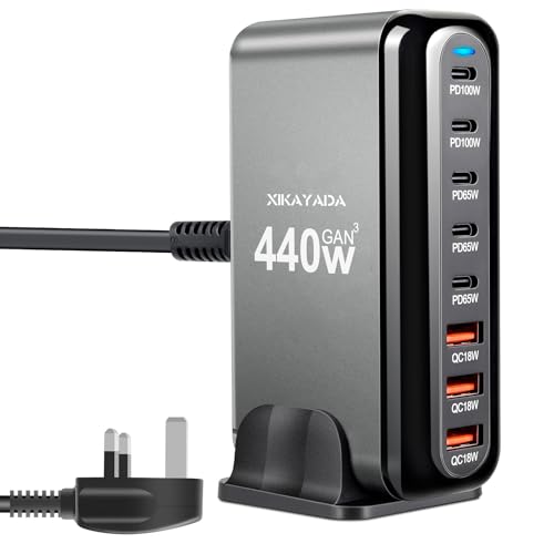 440W USB C Charger GaN Fast Charger 8-Port Fast USB Charging Station PD 100W/65W Multi Charger Compatible with MacBook Pro/Air, Surface/HP/ASUS/DELL Laptop, Samsung Galaxy, iPhone, Android 440W USB C Charger GaN Fast Charger 8-Port Fast USB Charging Station PD 100W/65W Multi Charger Compatible with MacBook Pro/Air, Surface/HP/ASUS/DELL Laptop, Samsung Galaxy, iPhone, Android