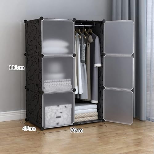 Image of EXVITO Collapsible Kids Wardrobe Closet Storage Cabinet with Doors - Door Foldable Modular Plastic Wardrobe Organizer for Bedroom & Baby Room for Kitchen,Home Office,Sink,Laundry (Brown, 6+2 Door)