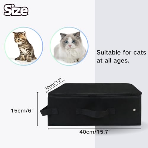 Caixa de areia portátil para viagem para gatos com tampa com zíper, caixa de areia dobrável à prova