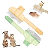 2 Stück Katzenbürste, Pfotenmond Bürste, Professionelle Fellpflege Katze Bürsten Mit Auslöseknopf, Flohkamm Für Katzen, Für Langhaarige Und Kurzhaarige Tiere, 200x80x20mm