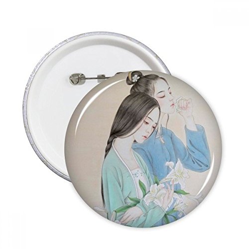 Peinture chinoise broches rondes Lily Fleur XL pour transformer un vêtement banal en tenue unique