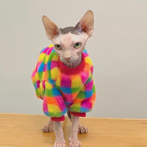 Pull chat Sphynx vêtement hiver Devon Rex plaid chaud à manche - 7