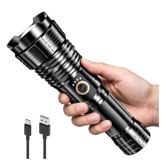 Amzyigou Flashlights High Lumens 100000, Super Bright Rechargeable Flashlight High Power, LED Tactical Flashlights Waterproof with Zoomable 5 Modes for Camping, Hunting and Emergencies