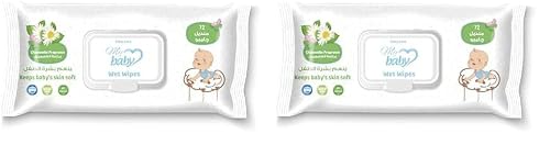 مناديل مبللة للأطفال من ايزي كير، رائحة البابونج، 72 منديل (قطعتين)