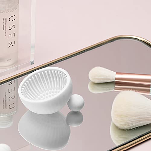 Pubcontti Makeup Brush Cleaner Mat，Silicone Make Up Cleaning Brush Scrubber Bowl Portable Washing Tool Cosmetic Brush Cleaners For Gir，Easy Clean #TOP1