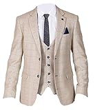 cremefarbenen blazer kombinieren  Marc Darcy Herren-Blazer aus Tweed, kariert, cremefarben Gr. 60 DE 127 cm, cremefarben
