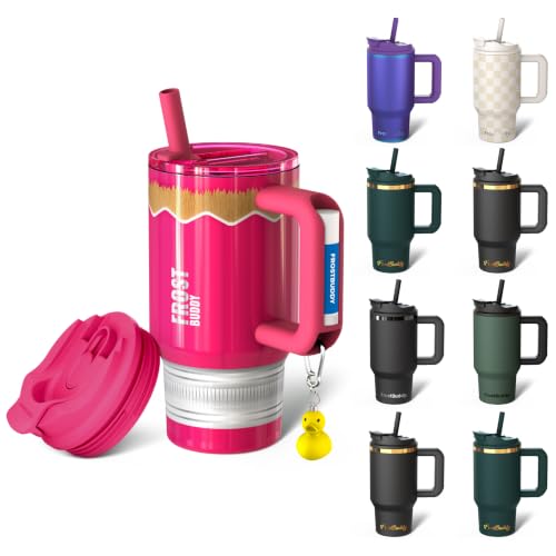 Frost Buddy Thicc Buddy 16oz Tumbler - Spill-Proof Flip Lid (Pink Pencil)
