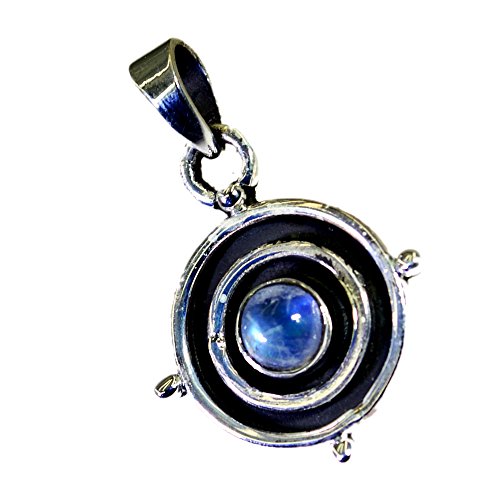 Pierre de lune véritable et argent noble : pendentif rond de joaillerie pour femme