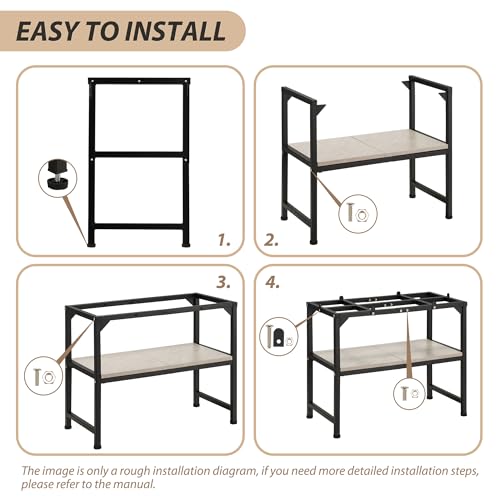 Image of 10-20 Gallon Fish Tank Stand, Metal Aquarium Stand with Adjustable Non-Slip Foot and Wooden Shelf, Reptile Tank Stand Easy to Assemble for Home Office, Firm and Steady(Tank not Included)