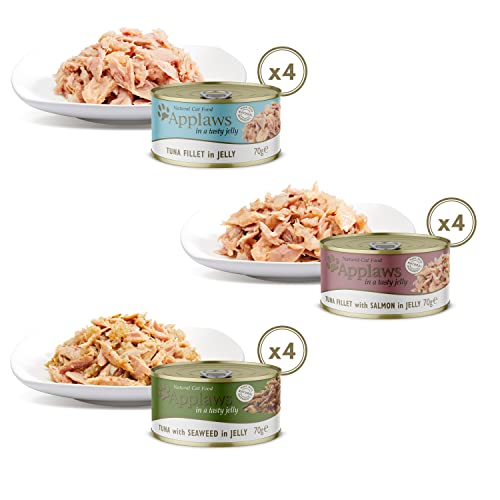 Applaws Natural Wet Cat Food, Multipack Chicken and Fish Selection in Jelly, 70 g Tins (Pack of 12)