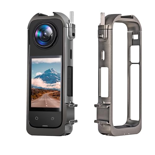 Carcasa de aluminio para Insta360 X4 jaula protectora con adaptador cold shoe de alta resistencia