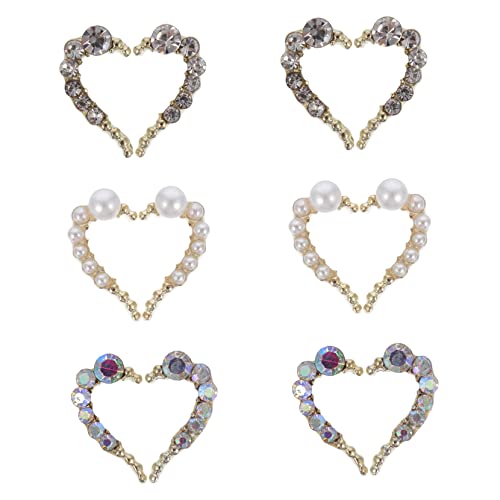 Didiseaon Beautiful Nail Art Supplies 12pcs Heart Shape Rhinestones Alloy Nail Decorations