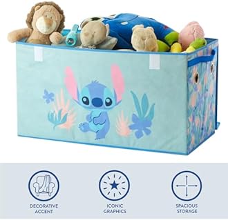 Disney Stitch Collapsible Storage Trunk – Durable Organizer with Soft Lid – 28.5'' x 14.5'' x 16'' – Toy Chest & Storage Bin for Kids Bedroom, Playroom, or Nursery