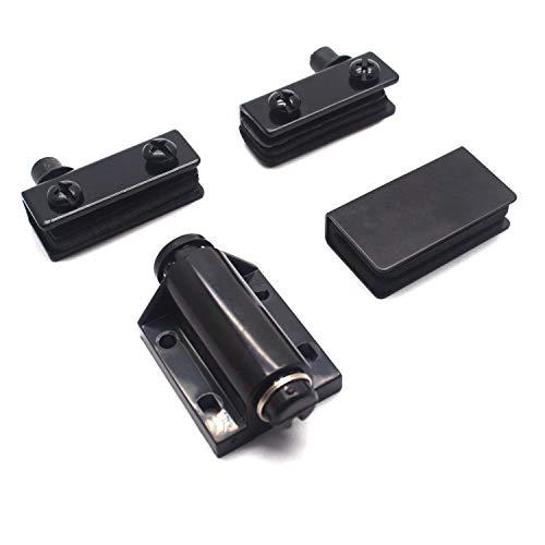 Tulead Magnetic Catch Latch Glass Door Hardware ABS Black Hinge Latch with Clamp