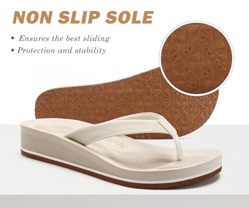 Image of COFACE Flip Flops for Women With Comfortable Arch Support Ladies Fashion Platform Thong Sandals Soft Yoga Mat Sole For Beach /Indoor Outdoor