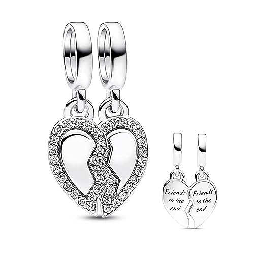 925 Sterling Silver Love Friendship Charms Infinity Pendant Friendship Splittable Heart, Couples, Hot Air Balloon, Robot Lock, Compass, Tree Double Dangle Valentine's Day Christmas For Women Friends - Main Image