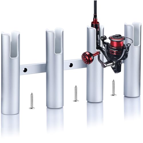 Marinebaby Fishing Rod Holder Aluminum, 3/4 Link Tube， Aluminum3/ 4 Rod Rack, Suit Boats & Yacht (Silver:4 Tube) by Marinebaby - Used condition - US$35.73