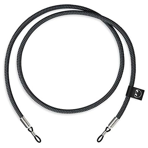 ZhinkArts Brillenband Sunglass Strap - Accessoire für Sonnenbrillen Lesebrillen - Brillenkette Brillenschnur in Schwarz - Endstück Silber Cover