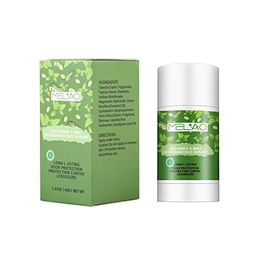 Desodorante mujer sin aluminio, naturales desodorante hombre antitranspirante, corporal desodorantes stick de pepino menta, axilas sudor relajante y refrescante antiolor, fresco limpio 40g