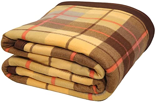 Image of Modern Check All Season Polar Fleece Single Bed Blanket, 60X90 Inches - Yellow, 300 TC