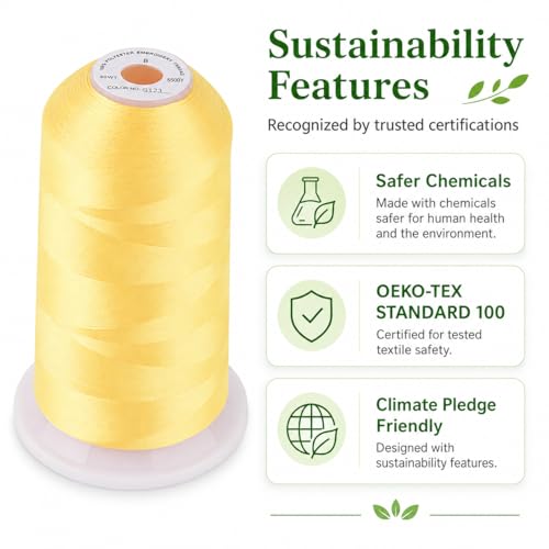 Image of Simthread 5000M 40WT Polyester Embroidery Thread, Neon Yellow S123 | 5000M 40WT polyester thread feeds smoothly for machine embroidery, monograms, logos, patches and quilting.