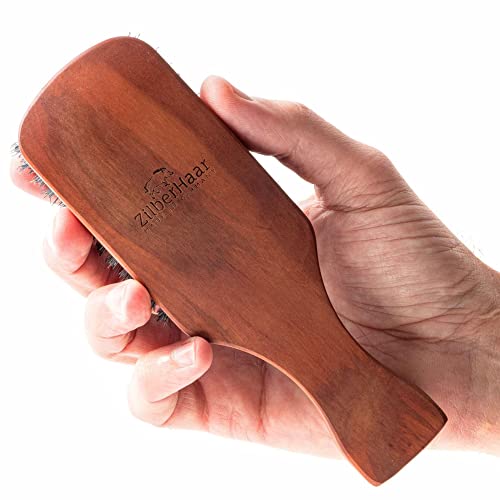 Zilberhaar - Major Hair & Beard Brush For Thick Hair - Boar Bristles, Pearwood, Cushion & Nylon Pins - Detangling & Styling - Made In Germany #TOP5