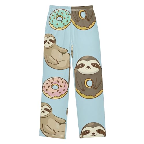 ZZXXB Funny Sloth Donut Boys Long Pants Soft Trousers Elastic Waist Kids Lounge Bottoms with Pockets S-XL