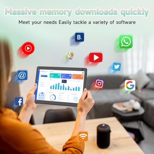 Image of Android 15 Tablet 10 inch, 2 in 1 Tablets with Keyboard Case Mouse Stylus, 8GB RAM 32GB ROM 1TB Expand, Quad Core Processor Tablet, WiFi, BT, 1280x800 HD Screen, 6000mAh, Dual Camera, GMS, Widevine L1