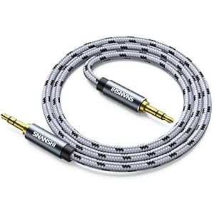 SNANSHI Aux Cord 15FT, 3.5mm Audio Cable Nylon Braided Aux Cable 1/8 Audio Cable 3.5mm Male to Male Aux Cord for Car,Headphones,Speaker,Soundbar