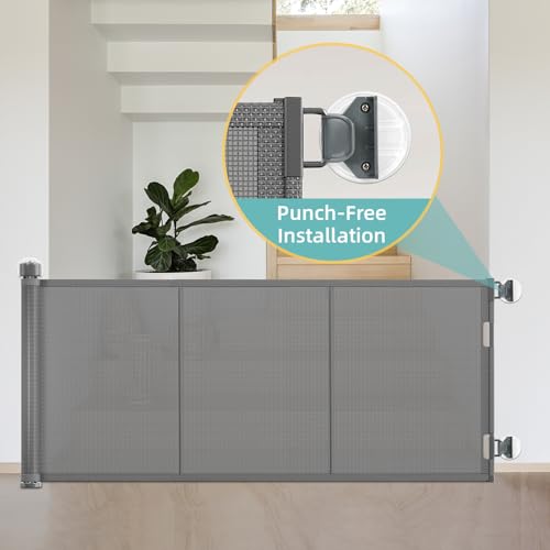 Miumoon No Drill Retractable Baby Gates Parts, Medium Size No Drilling Accessory for 71\" Miumoon Retractable Gate (Gray, Medium)